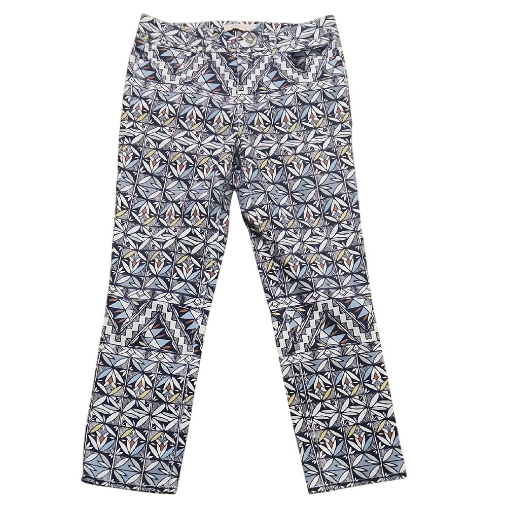 Tory Burch Acoma Geo Coastal Printed Cotton Hamptons Rich Mom Jeans Graphic 29